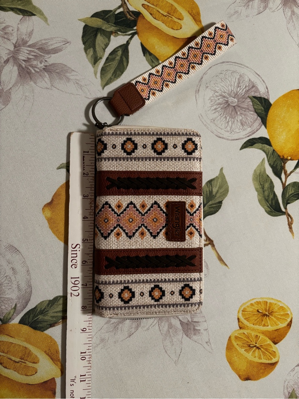 Wrangler Beige and Brown Woven Tribal Wristlet